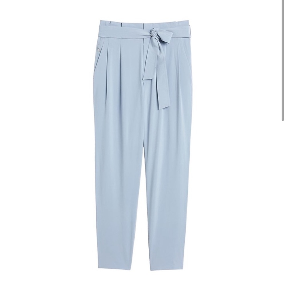 Athleta Light Blue Tie-Waist Tapered Trousers